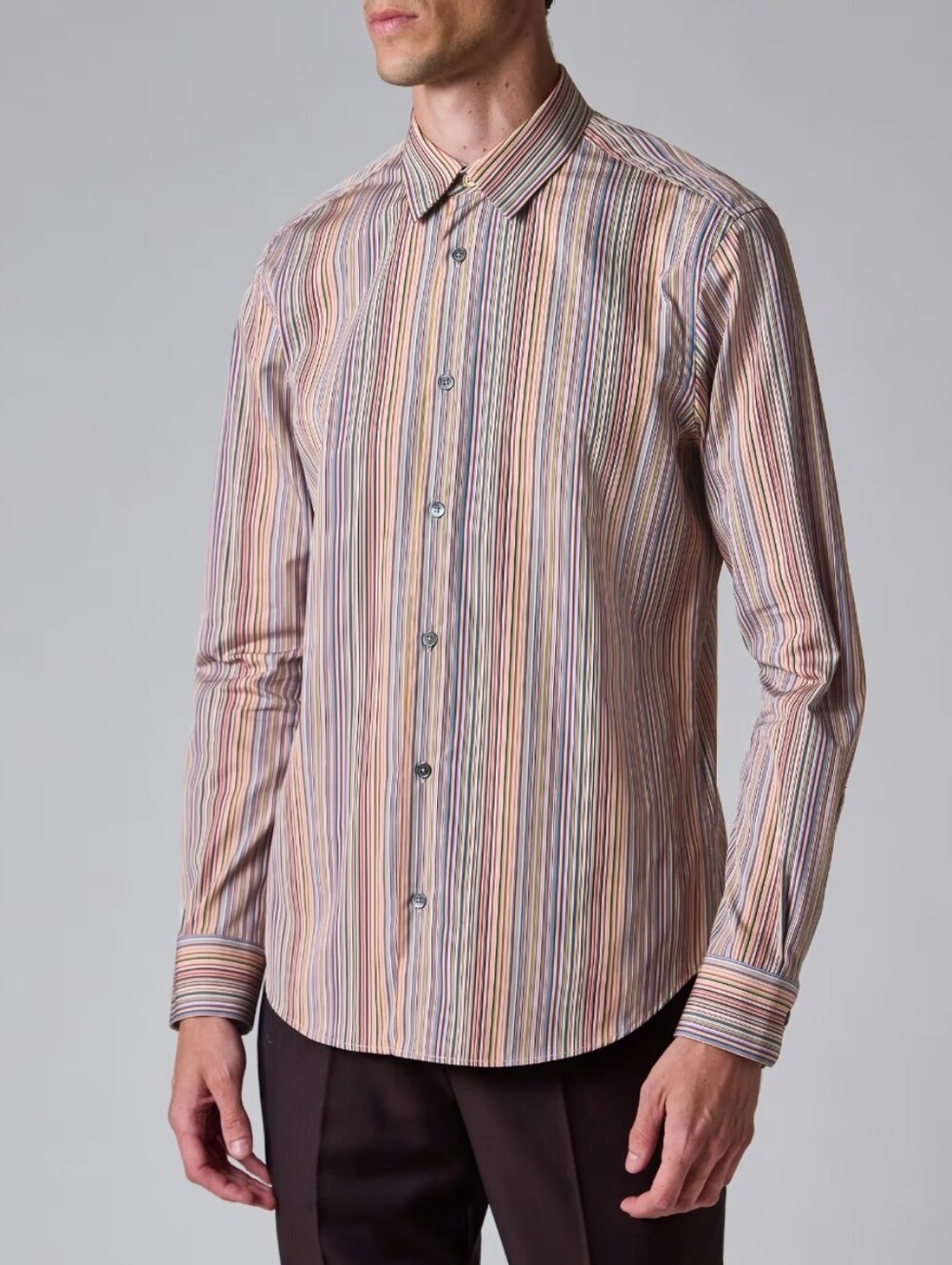 NWT Paul Smith Men's Signature Stripe Dress Shirt Colourful Cotton 17 Neck